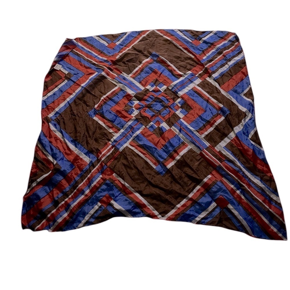 Vintage silk Geometric Multicolor scarf